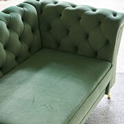 Gold trim diamond tufted pattern mint green velvet fabric sofa by La Spezia additional picture 4