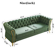 Gold trim diamond tufted pattern mint green velvet fabric sofa by La Spezia additional picture 5