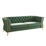 Gold trim diamond tufted pattern mint green velvet fabric sofa by La Spezia additional picture 6