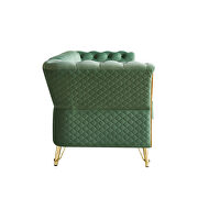 Gold trim diamond tufted pattern mint green velvet fabric sofa by La Spezia additional picture 7