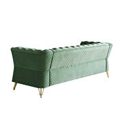 Gold trim diamond tufted pattern mint green velvet fabric sofa by La Spezia additional picture 9