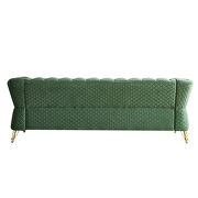 Gold trim diamond tufted pattern mint green velvet fabric sofa by La Spezia additional picture 10