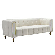 Beige velvet fabric tufted low-profile modern sofa by La Spezia additional picture 5