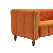 Orange velvet fabric tufted low-profile modern sofa by La Spezia additional picture 2