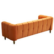 Orange velvet fabric tufted low-profile modern sofa by La Spezia additional picture 3