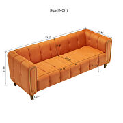 Orange velvet fabric tufted low-profile modern sofa by La Spezia additional picture 4