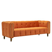 Orange velvet fabric tufted low-profile modern sofa by La Spezia additional picture 7