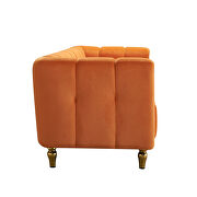 Orange velvet fabric tufted low-profile modern sofa by La Spezia additional picture 8