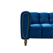 Navy velvet fabric tufted low-profile modern sofa by La Spezia additional picture 11