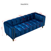 Navy velvet fabric tufted low-profile modern sofa by La Spezia additional picture 3