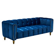 Navy velvet fabric tufted low-profile modern sofa by La Spezia additional picture 4