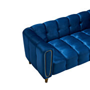Navy velvet fabric tufted low-profile modern sofa by La Spezia additional picture 7