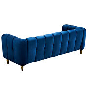 Navy velvet fabric tufted low-profile modern sofa by La Spezia additional picture 9