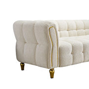 Golden trim & legs sofa in beige boucle fabric by La Spezia additional picture 4