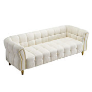Golden trim & legs sofa in beige boucle fabric by La Spezia additional picture 8
