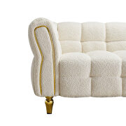 Golden trim & legs sofa in beige boucle fabric by La Spezia additional picture 9