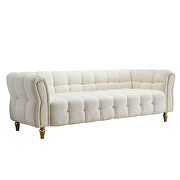 Golden trim & legs sofa in beige boucle fabric by La Spezia additional picture 10