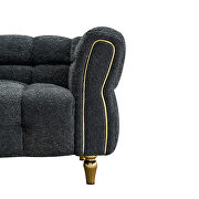 Golden trim & legs sofa in dark gray boucle fabric by La Spezia additional picture 2