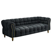 Golden trim & legs sofa in dark gray boucle fabric by La Spezia additional picture 3