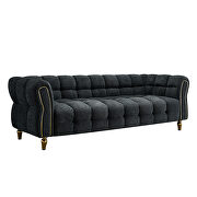Golden trim & legs sofa in dark gray boucle fabric by La Spezia additional picture 5