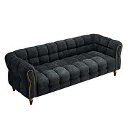 Golden trim & legs sofa in dark gray boucle fabric by La Spezia additional picture 6