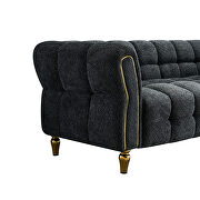 Golden trim & legs sofa in dark gray boucle fabric by La Spezia additional picture 8