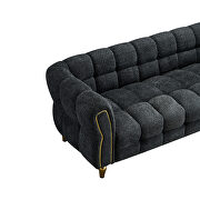 Golden trim & legs sofa in dark gray boucle fabric by La Spezia additional picture 10