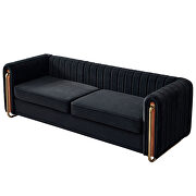 Channel tufted back black velvet fabric sofa w/ golden legs by La Spezia additional picture 2