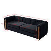Channel tufted back black velvet fabric sofa w/ golden legs by La Spezia additional picture 11