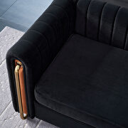 Channel tufted back black velvet fabric sofa w/ golden legs by La Spezia additional picture 3