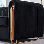 Channel tufted back black velvet fabric sofa w/ golden legs by La Spezia additional picture 4
