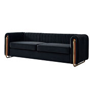 Channel tufted back black velvet fabric sofa w/ golden legs by La Spezia additional picture 5