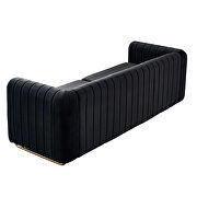 Channel tufted back black velvet fabric sofa w/ golden legs by La Spezia additional picture 6