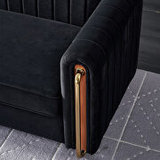 Channel tufted back black velvet fabric sofa w/ golden legs by La Spezia additional picture 8