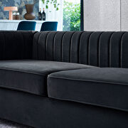 Channel tufted back black velvet fabric sofa w/ golden legs by La Spezia additional picture 9