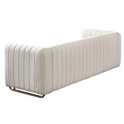 Channel tufted back beige velvet fabric sofa w/ golden legs by La Spezia additional picture 11