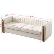 Channel tufted back beige velvet fabric sofa w/ golden legs by La Spezia additional picture 12