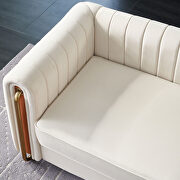 Channel tufted back beige velvet fabric sofa w/ golden legs by La Spezia additional picture 4