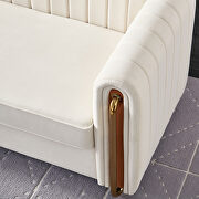 Channel tufted back beige velvet fabric sofa w/ golden legs by La Spezia additional picture 5