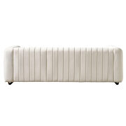 Channel tufted back beige velvet fabric sofa w/ golden legs by La Spezia additional picture 6