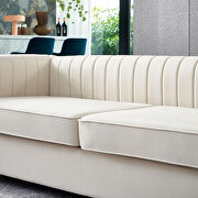 Channel tufted back beige velvet fabric sofa w/ golden legs by La Spezia additional picture 7