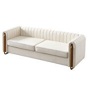 Channel tufted back beige velvet fabric sofa w/ golden legs by La Spezia additional picture 9