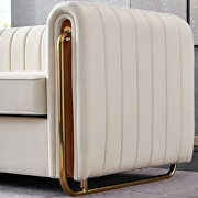 Channel tufted back beige velvet fabric sofa w/ golden legs by La Spezia additional picture 10
