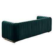 Channel tufted back green velvet fabric sofa w/ golden legs by La Spezia additional picture 2