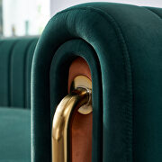 Channel tufted back green velvet fabric sofa w/ golden legs by La Spezia additional picture 4