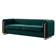 Channel tufted back green velvet fabric sofa w/ golden legs by La Spezia additional picture 6