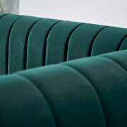 Channel tufted back green velvet fabric sofa w/ golden legs by La Spezia additional picture 8