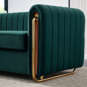 Channel tufted back green velvet fabric sofa w/ golden legs by La Spezia additional picture 9