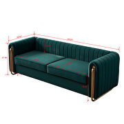 Channel tufted back green velvet fabric sofa w/ golden legs by La Spezia additional picture 10