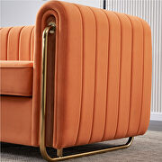 Channel tufted back orange velvet fabric sofa w/ golden legs by La Spezia additional picture 2